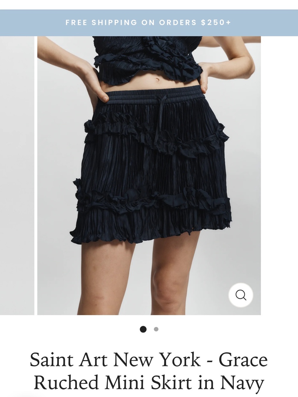 Navy Textured Ruffle Mini Skirt